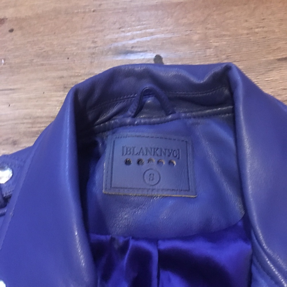 BLANK NYC Leather Jacket Moto Blue Mind - Picture 3 of 3